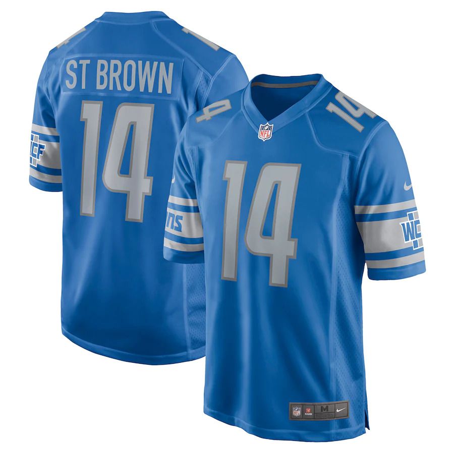 Men Detroit Lions #14 Amon-Ra St. Brown Nike Blue Game Player NFL Jersey->detroit lions->NFL Jersey